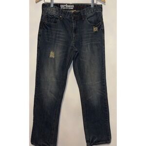 VTG Urban Pipeline Jeans Relaxed 32x34 Men's Embroidered distressed stright